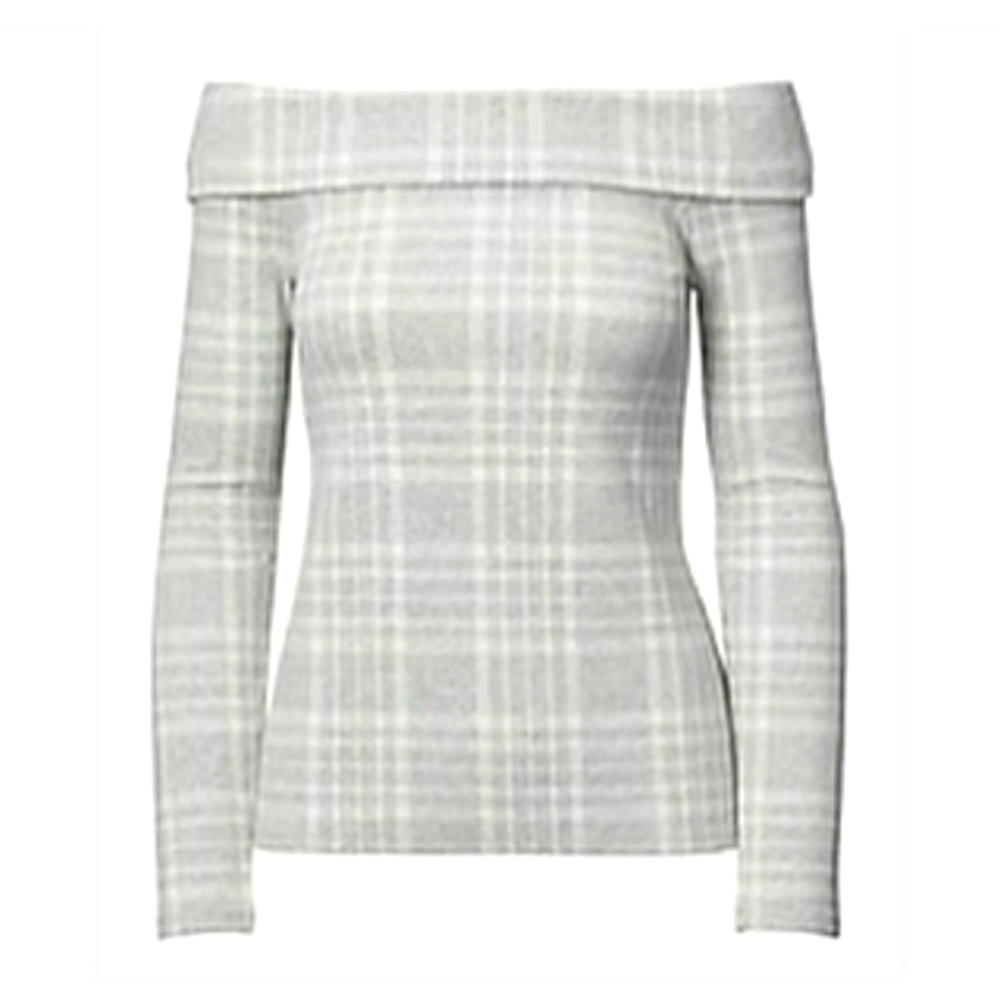 Banana Republic Gray Plaid Off The Shoulder Top